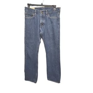 Hollister Mens 33 x 32 Balboa Classic Straight Button-Fly Dark Wash Denim Jeans